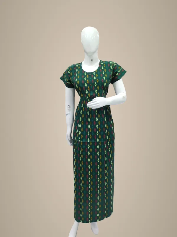 Dark_Green_Pure_Cotton_Nighty_For_Women