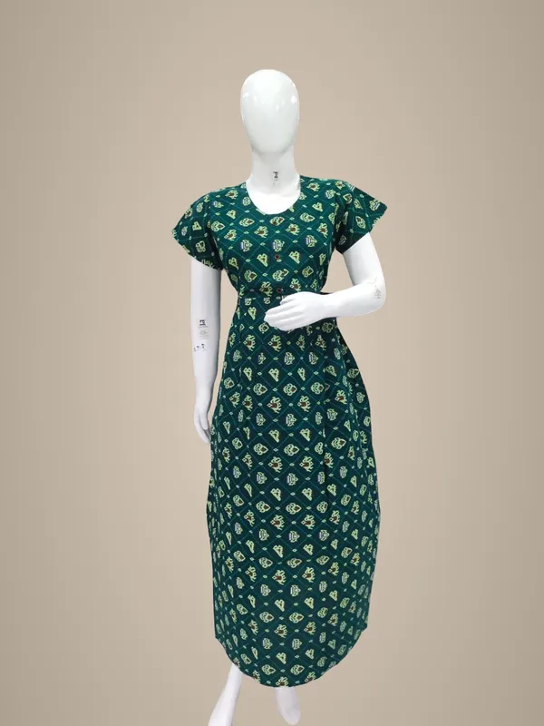 Dark_Green_Pure_Cotton_Nighty_For_Women