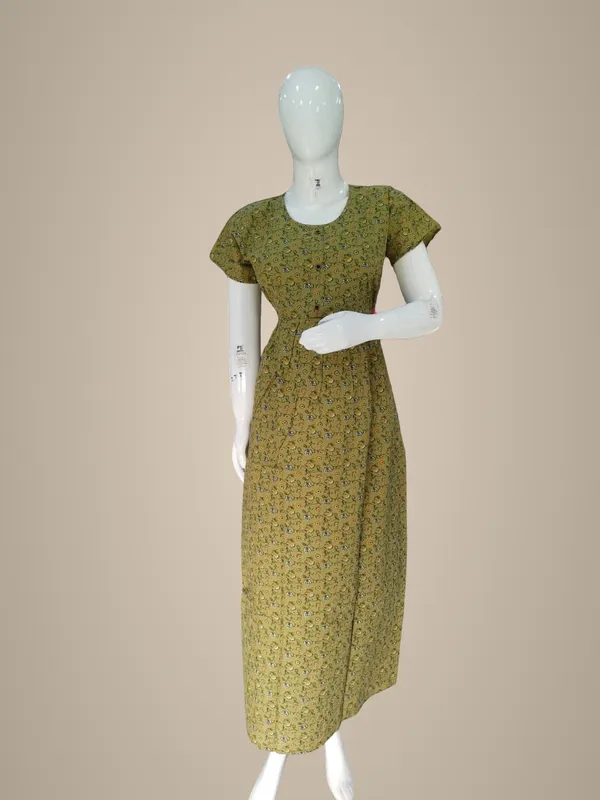Dusty_Green_Pure_Cotton_Nighty_For_Women