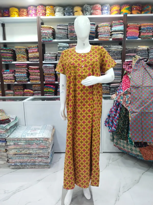 Mustard_Pure_Cotton_Nighty_For_Women