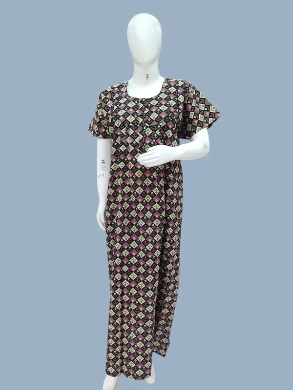 Black_Pure_Cotton_Nighty_For_Women