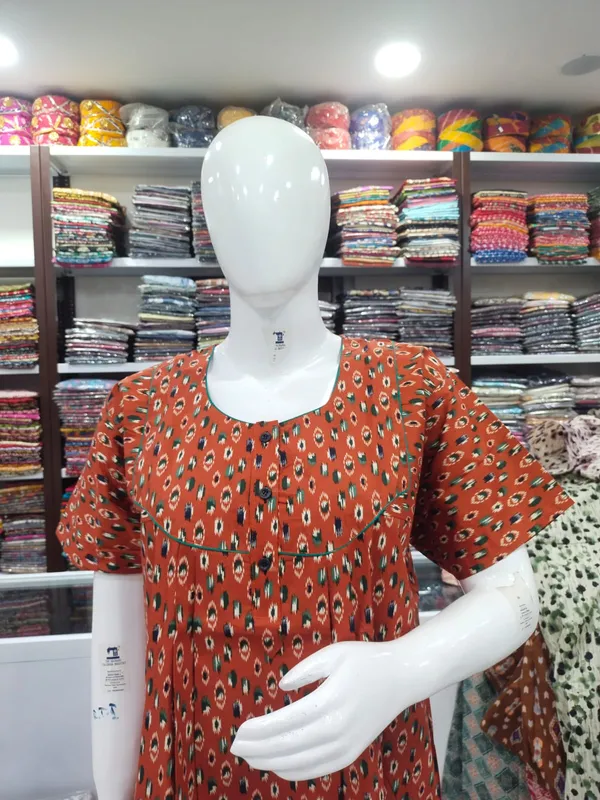 Brick_Red_Pure_Cotton_Nighty_For_Women