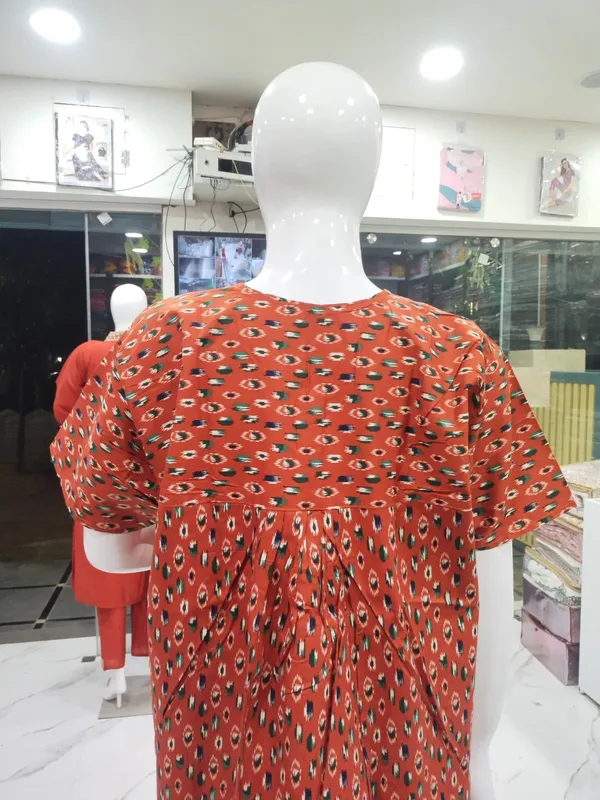 Brick_Red_Pure_Cotton_Nighty_For_Women