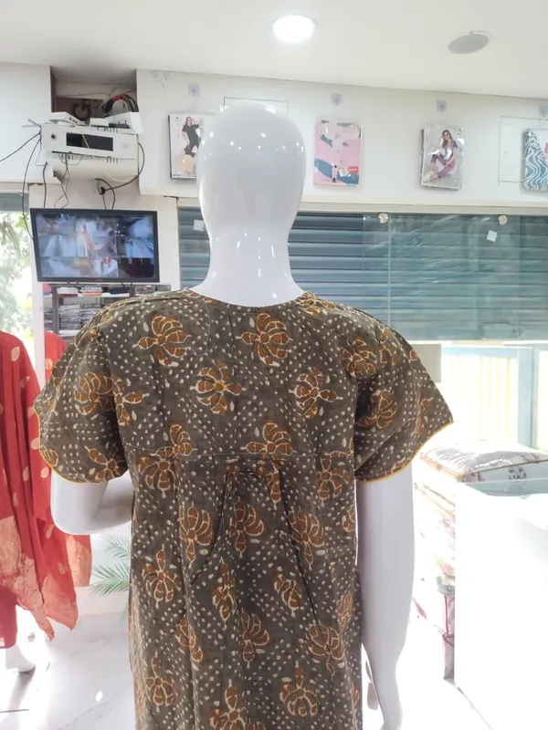 Olive_Green_Pure_Cotton_Nighty_For_Women