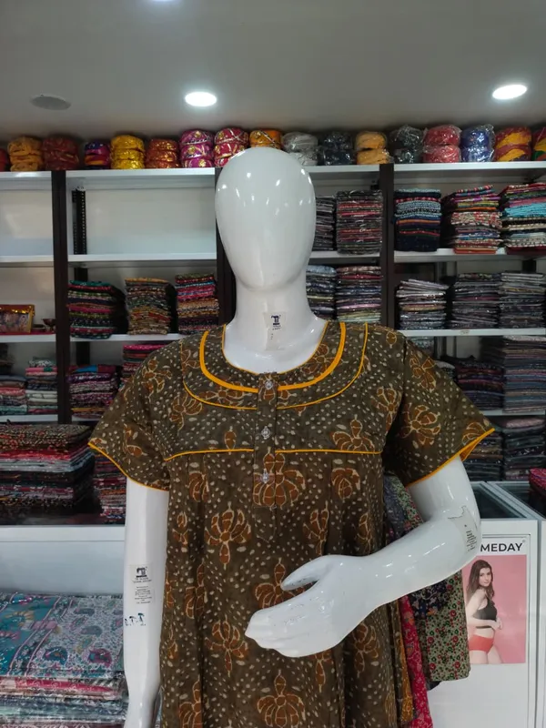 Olive_Green_Pure_Cotton_Nighty_For_Women