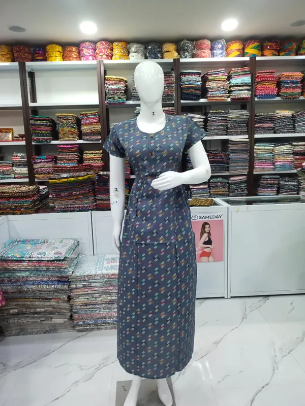 Grey_Pure_Cotton_Nighty_For_Women