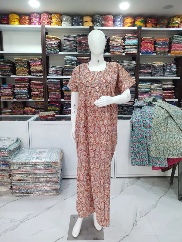 Red_Pure_Cotton_Nighty_For_Women