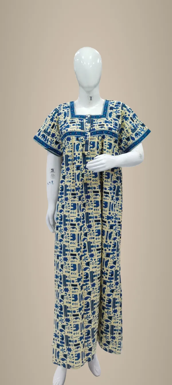 Cream_Pure_Cotton_Nighty_For_Women