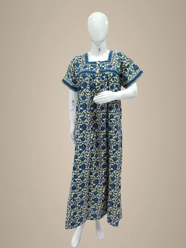 Cream_Pure_Cotton_Nighty_For_Women