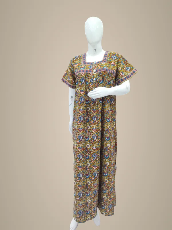 Mustard_Yellow_Pure_Cotton_Nighty_For_Women