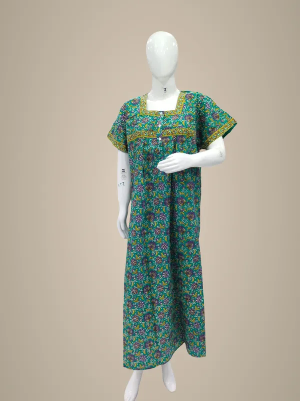 Rama_Green_Pure_Cotton_Nighty_For_Women