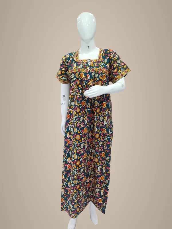 Navy_Blue_Pure_Cotton_Nighty_For_Women