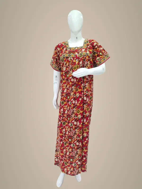 Red_Pure_Cotton_Nighty_For_Women
