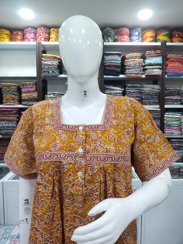 Mustard_Yellow_Pure_Cotton_Nighty_For_Women