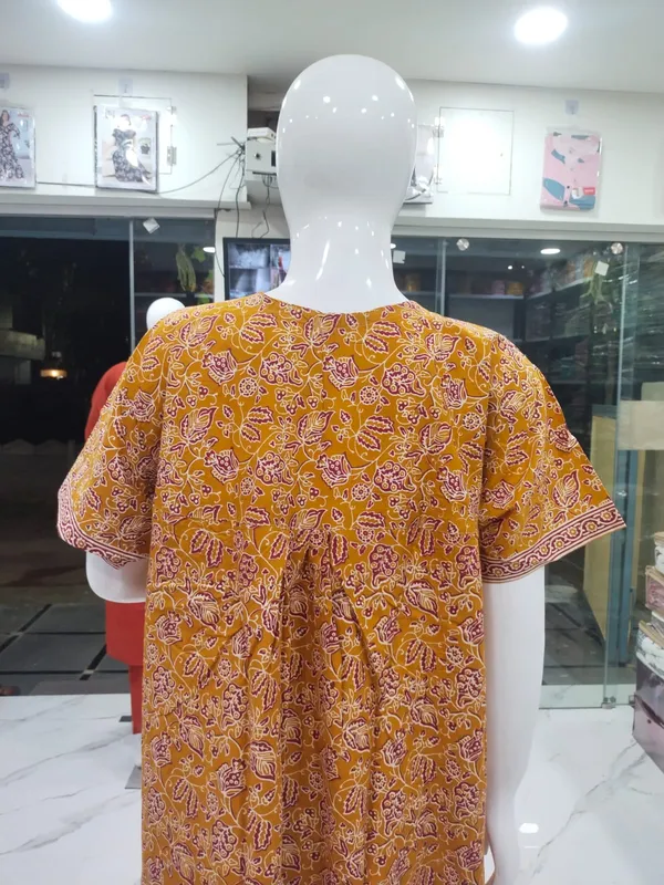 Mustard_Yellow_Pure_Cotton_Nighty_For_Women