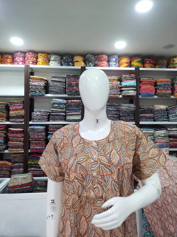Orange_Pure_Cotton_Nighty_For_Women