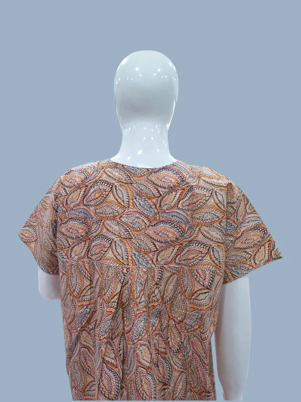 Orange_Pure_Cotton_Nighty_For_Women