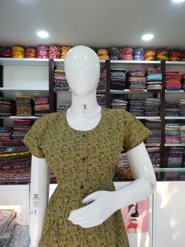 Dusty_Green_Pure_Cotton_Nighty_For_Women