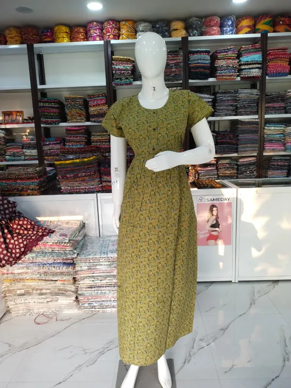 Dusty_Green_Pure_Cotton_Nighty_For_Women