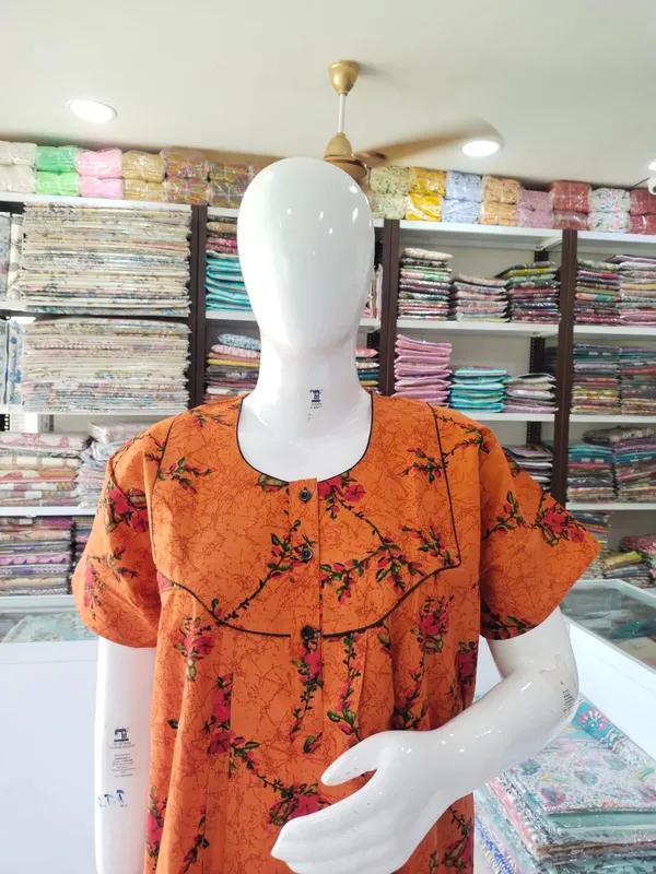 Mustard_Pure_Cotton_Nighty_For_Women