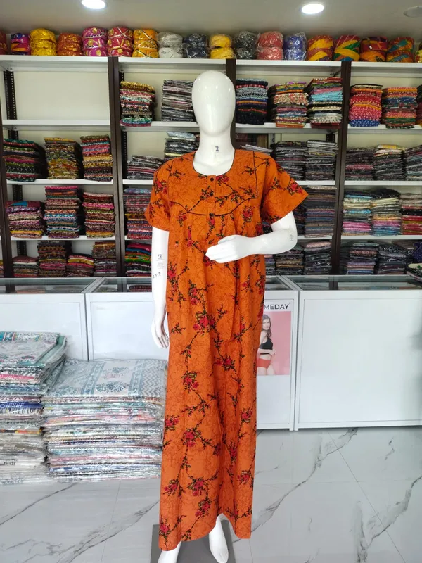 Mustard_Pure_Cotton_Nighty_For_Women