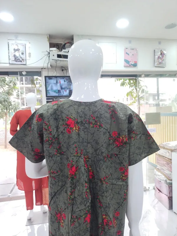 Mehendi_Green_Pure_Cotton_Nighty_For_Women