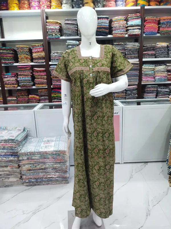 Green_Pure_Cotton_Nighty_For_Women
