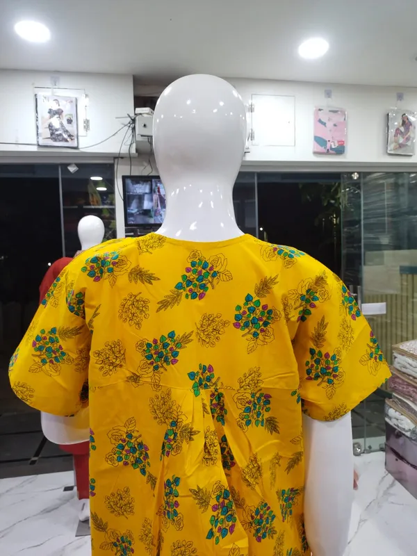 Yellow_Pure_Cotton_Nighty_For_Women