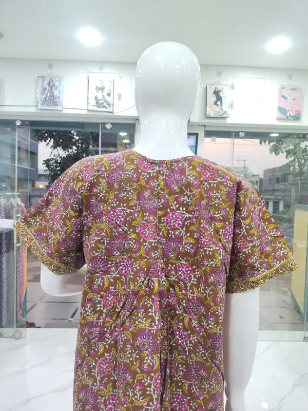 Brown_Pure_Cotton_Nighty_For_Women