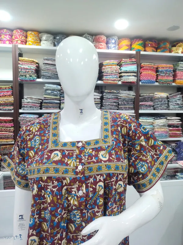 Maroon_Pure_Cotton_Nighty_For_Women