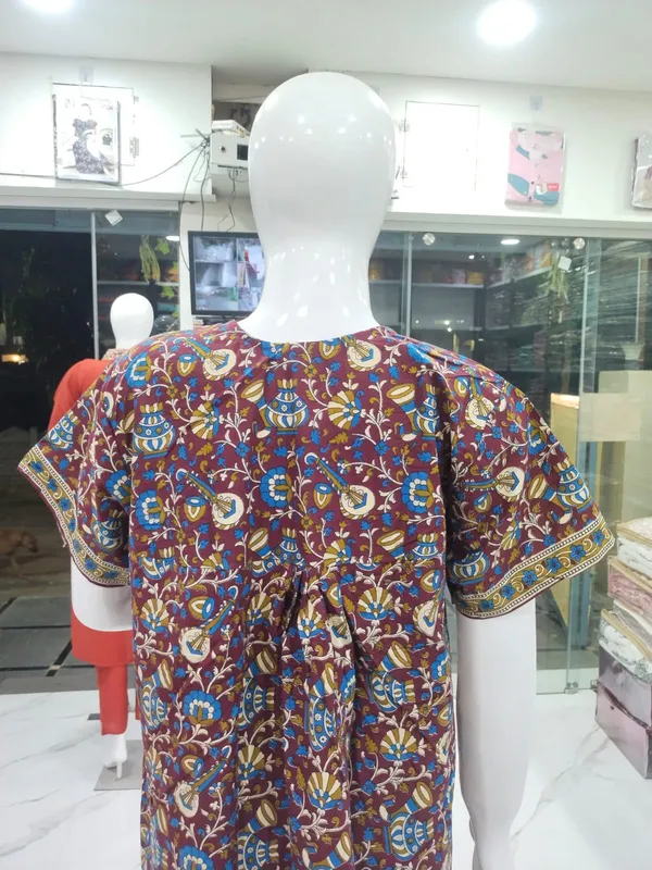 Maroon_Pure_Cotton_Nighty_For_Women