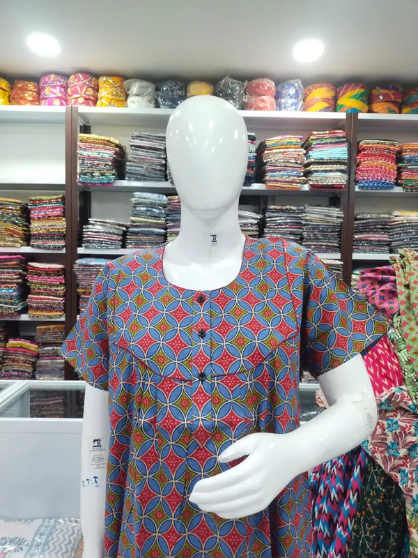 Blue_Pure_Cotton_Nighty_For_Women
