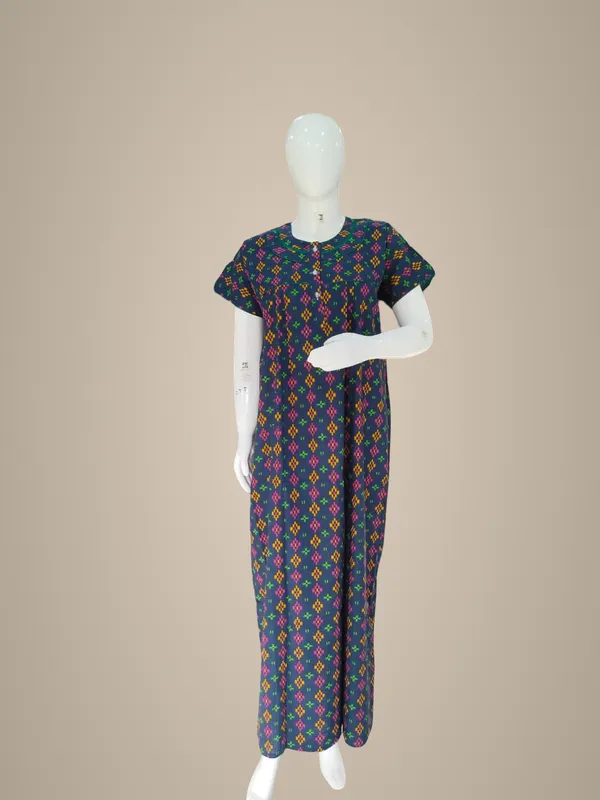 Navy_Blue_Pure_Cotton_Nighty_For_Women