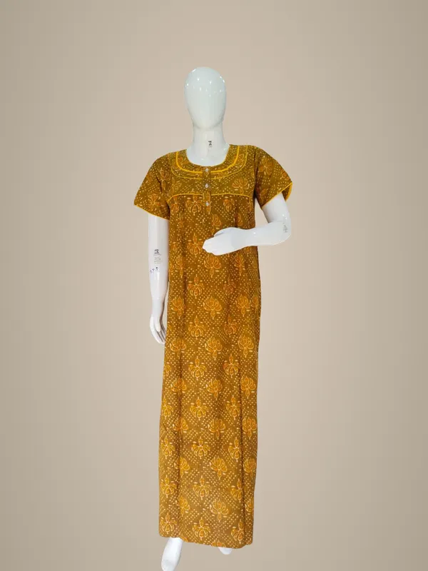 Mustard_Pure_Cotton_Nighty_For_Women