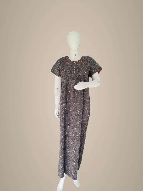 Dark_Grey_Pure_Cotton_Nighty_For_Women