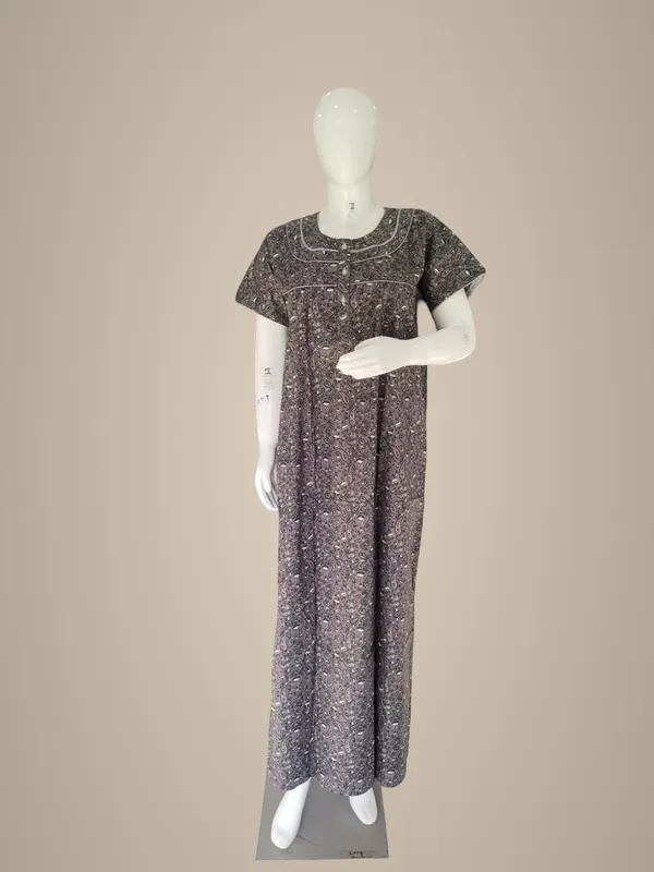 Dark_Grey_Pure_Cotton_Nighty_For_Women