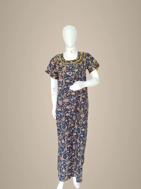 Navy_Blue_Pure_Cotton_Nighty_For_Women