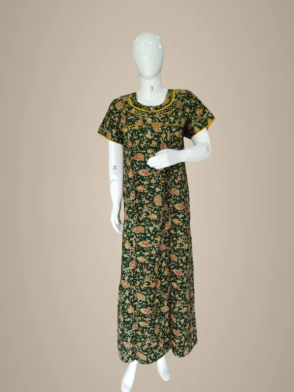 Chutney_Green_Pure_Cotton_Nighty_For_Women
