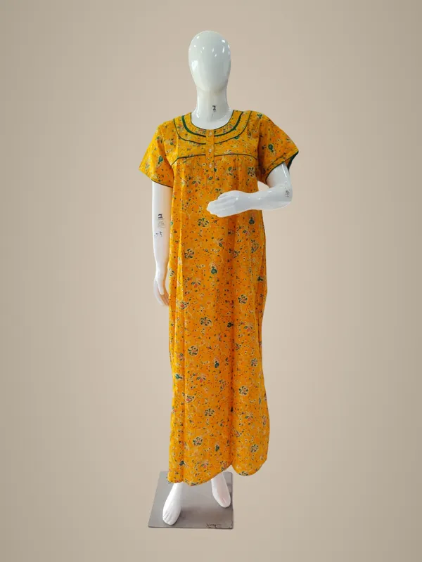 Golden_Yellow_Pure_Cotton_Nighty_For_Women