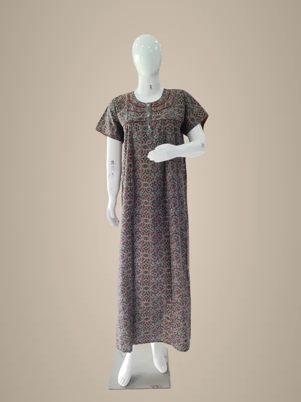 Dark_Grey_Pure_Cotton_Nighty_For_Women