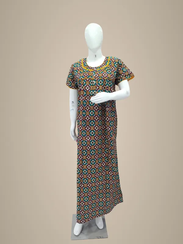 Wine_Pure_Cotton_Nighty_For_Women