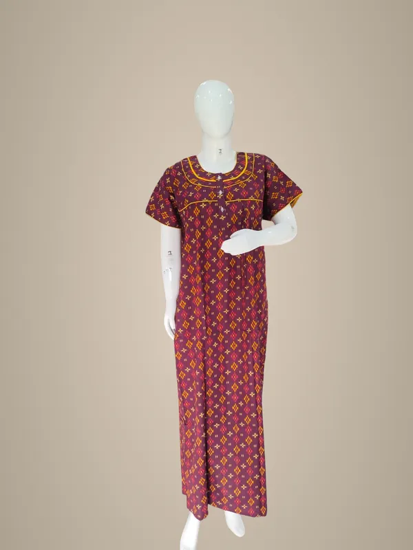 Wine_Pure_Cotton_Nighty_For_Women
