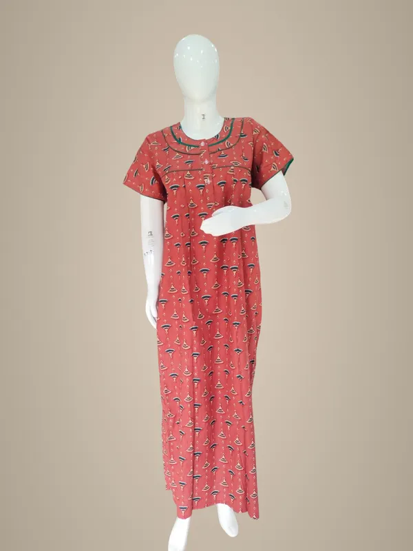 Rusty_Red_Pure_Cotton_Nighty_For_Women