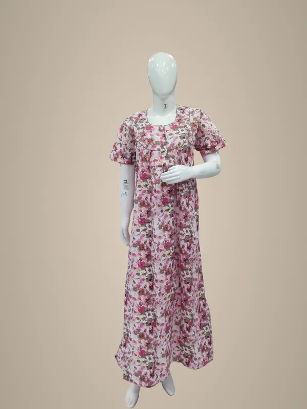 Pink_Pure_Cotton_Nighty_For_Women