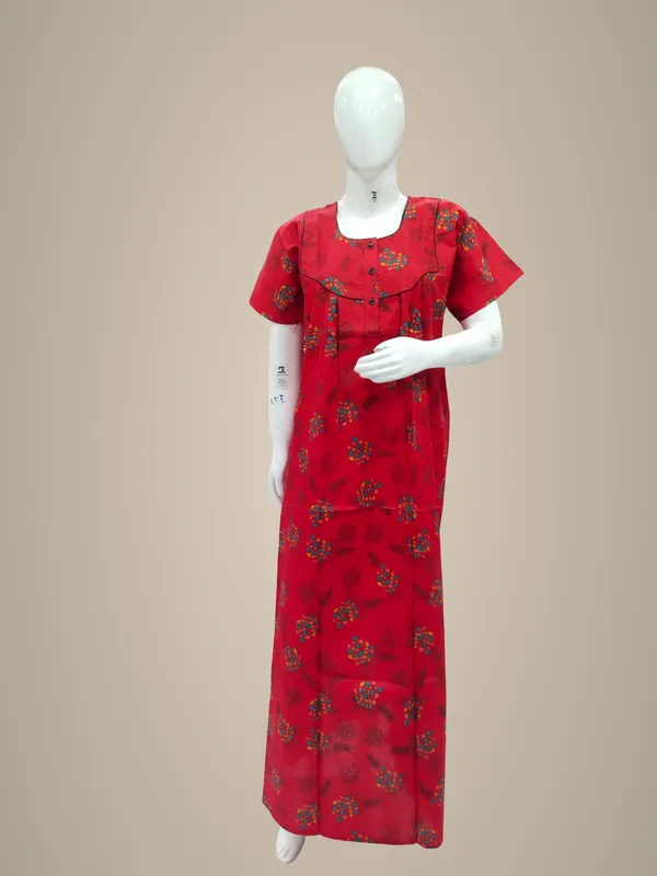 Red_Pure_Cotton_Nighty_For_Women