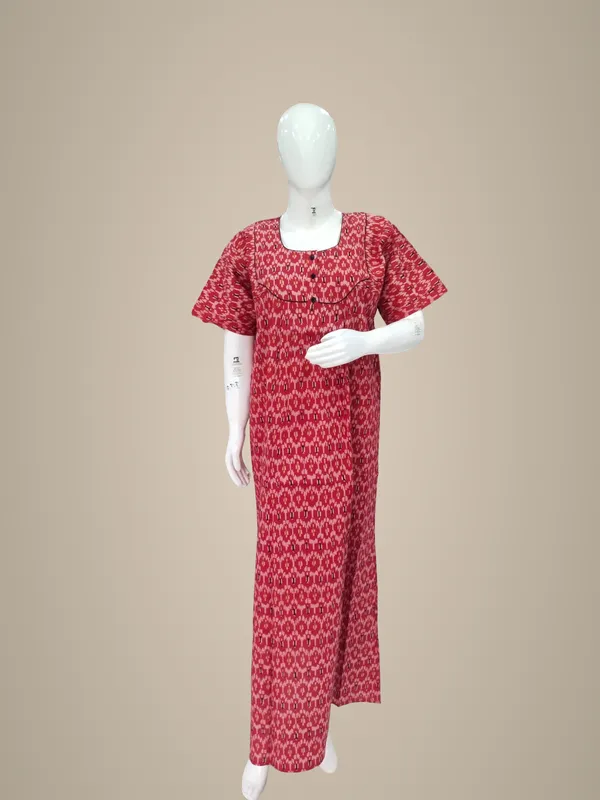 Red_Pure_Cotton_Nighty_For_Women