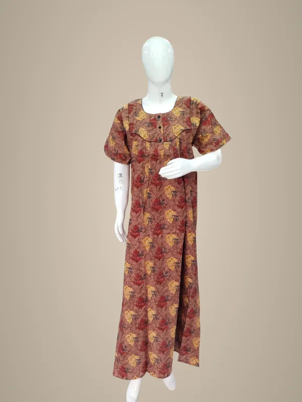Light_Brown_Pure_Cotton_Nighty_For_Women
