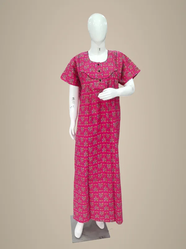 Dark_Pink_Pure_Cotton_Nighty_For_Women