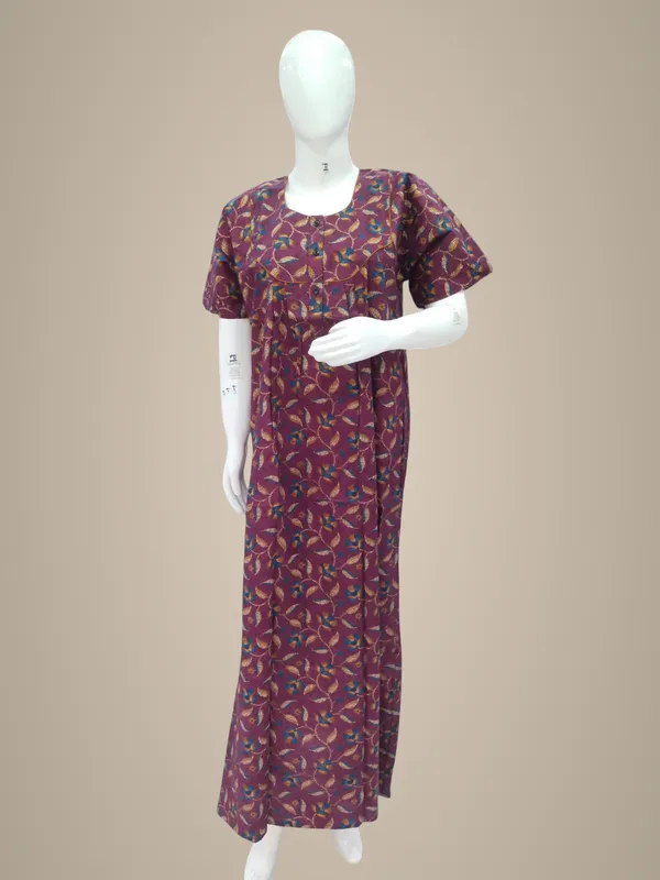 Wine_Pure_Cotton_Nighty_For_Women