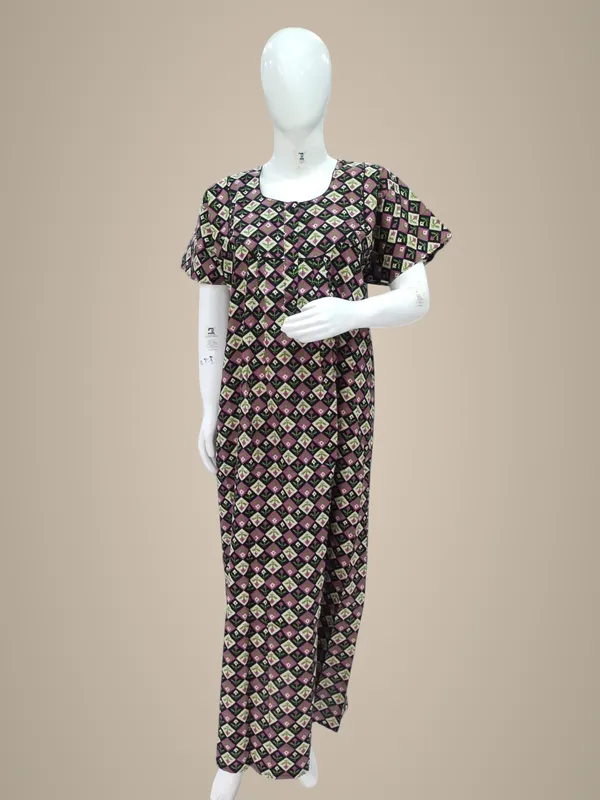 Black_Pure_Cotton_Nighty_For_Women